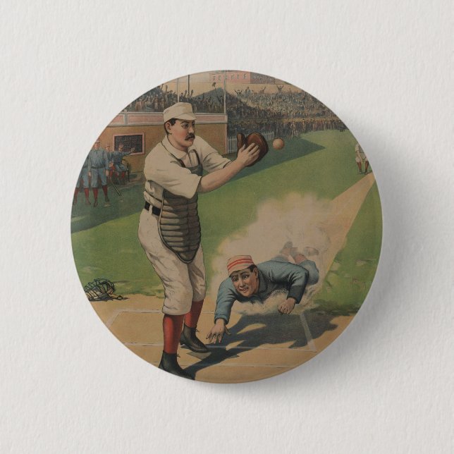 Vintage Baseball Poster Button (Front)