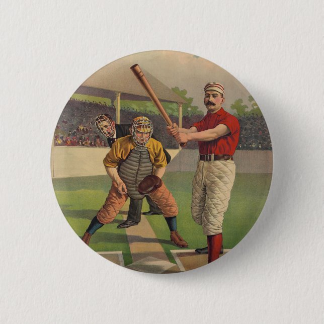 Vintage Baseball Poster Button (Front)