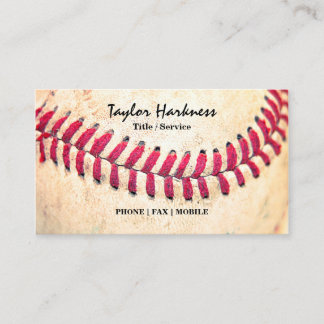 Vintage Baseball Red Stitches Close Up Photo Business Card