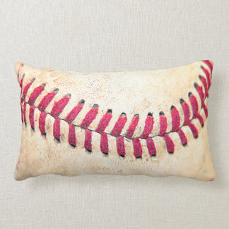 Vintage Baseball Red Stitches Close Up Photo Lumbar Cushion