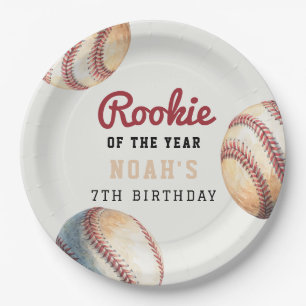 Vintage Baseball Rookie Boy Birthday Paper Plate
