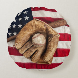 Vintage Baseball Round Cushion