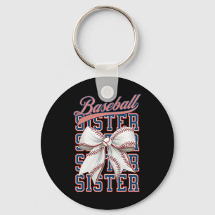 Vintage Baseball Sister Coquette Bow Sport Lover G Key Ring