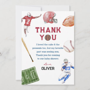 Vintage Baseball Sport Birthday Thank You Cards