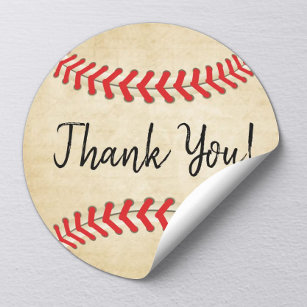 Vintage Baseball Sport Theme All Star Thank You Classic Round Sticker