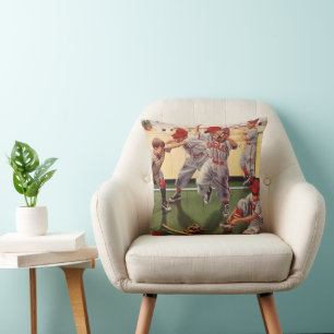 Vintage Baseball Sports Team, Boys Roughhousing Cushion