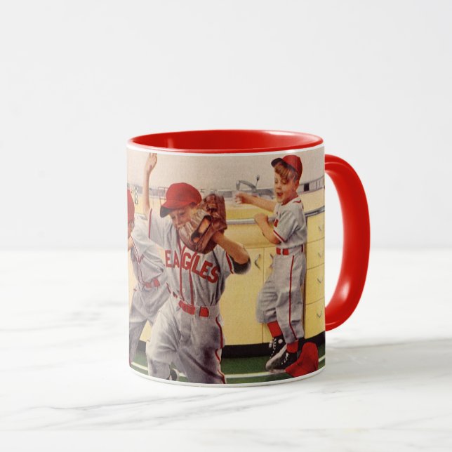 Vintage Baseball Sports Team, Boys Roughhousing Mug (Front Right)