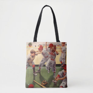 Vintage Baseball Sports Team, Boys Roughhousing Tote Bag