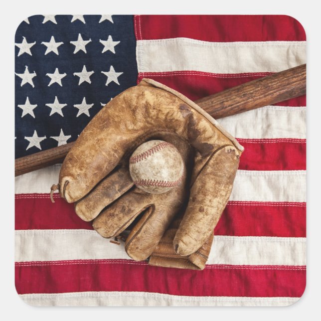 Vintage Baseball Square Sticker (Front)