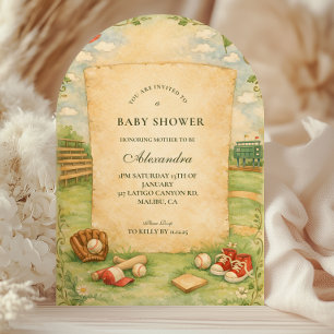 Vintage Baseball Storybook Baby Shower Invitation