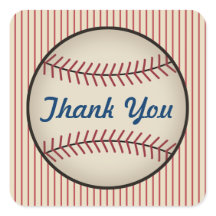 Vintage Baseball Thank You Stickers