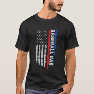 Vintage Baseball US Flag Tee Baseball Dad Player C
