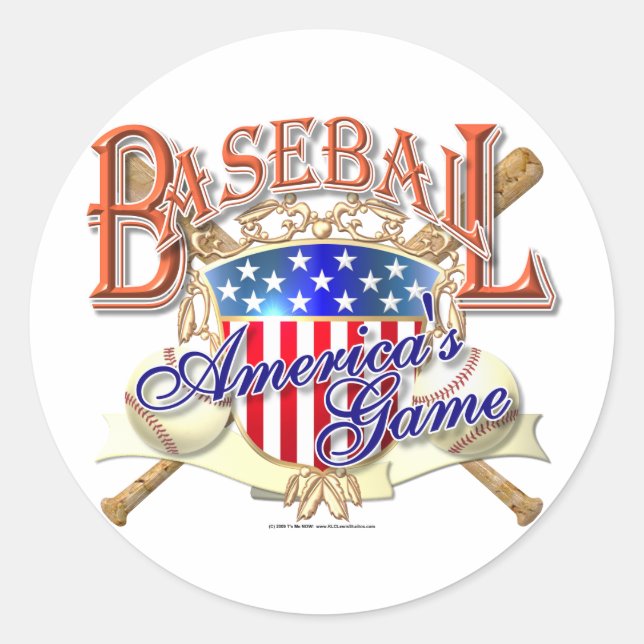 Vintage Baseball USA Shield Classic Round Sticker (Front)