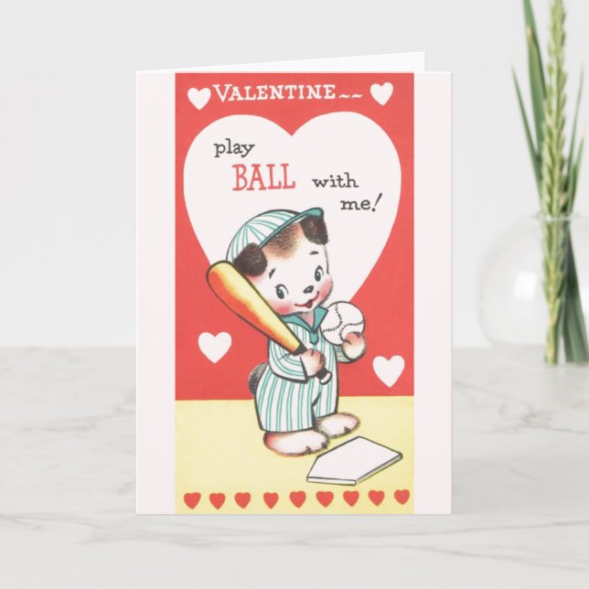 Vintage Baseball Valentine's Day Card (Front)