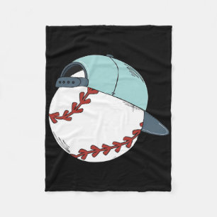 Vintage Baseball With Cap Hat For Boys Men Fleece Blanket