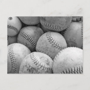 Vintage Baseballs in Black and White Postcard