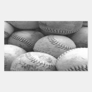 Vintage Baseballs in Black and White Rectangular Sticker