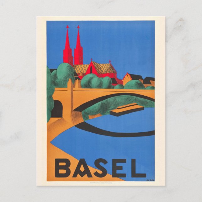 Vintage Basel Switzerland Travel Postcard (Front)
