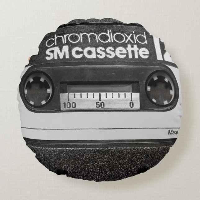Vintage BASF Cassette: Collector's Item Round Cushion (Front)