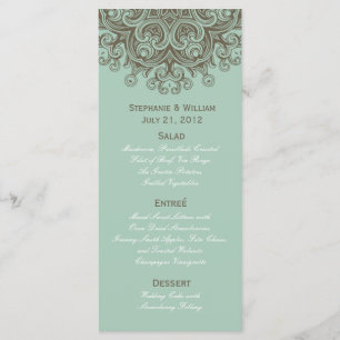 Vintage Basil Blue Wedding Menu Rack Card
