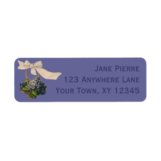 Vintage Basket of Violets Return Address Label