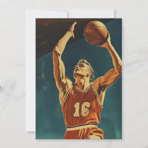 Vintage Basketball Action Shot Invitation