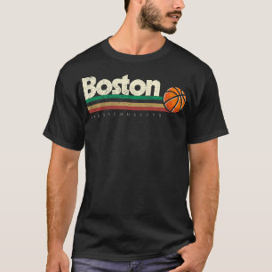 Vintage Basketball Boston City B-Ball Retro Stripe T-Shirt