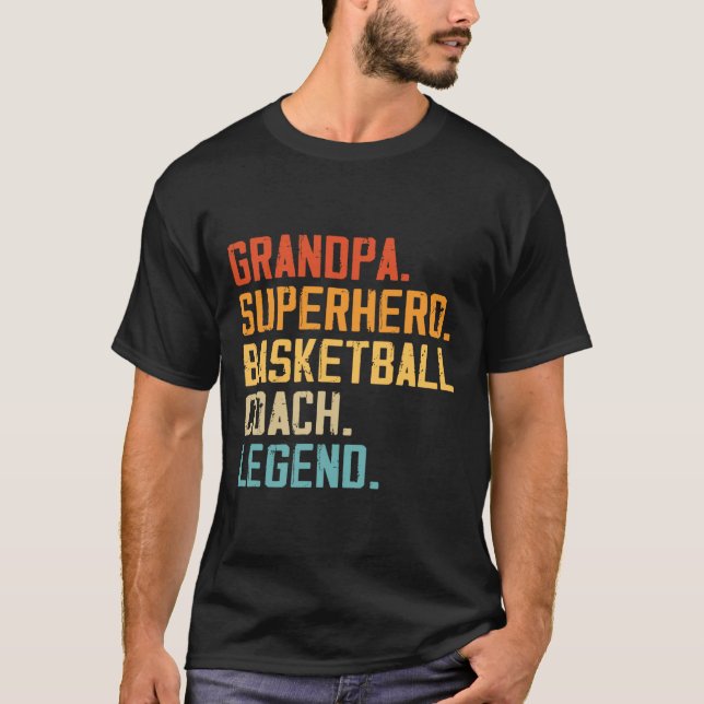 Vintage Basketball Coach Grandpa Basketball Player T-Shirt (Front)