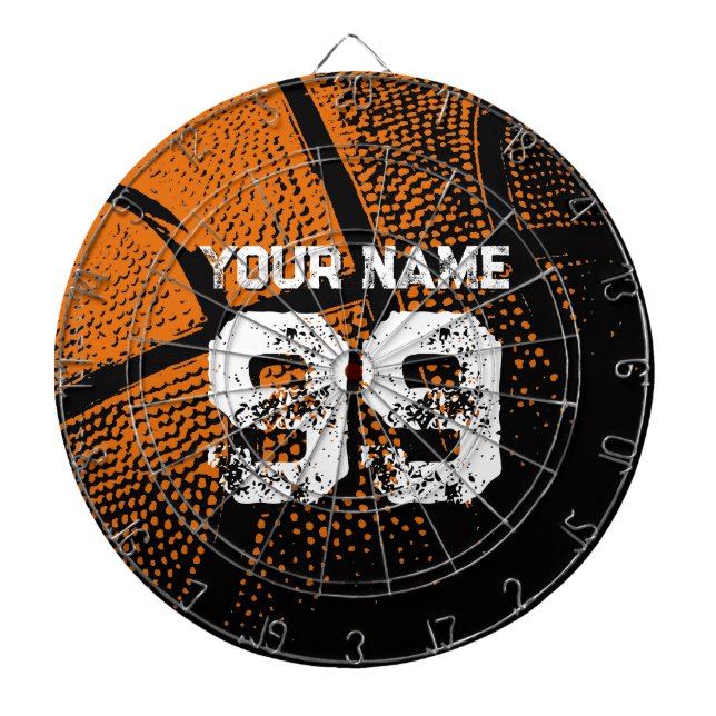 Vintage basketball dartboard with custom name (Front)