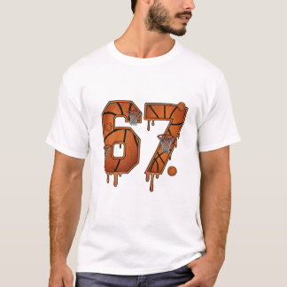 Vintage Basketball Drip Number 67 Jersey GrT-Shirt T-Shirt
