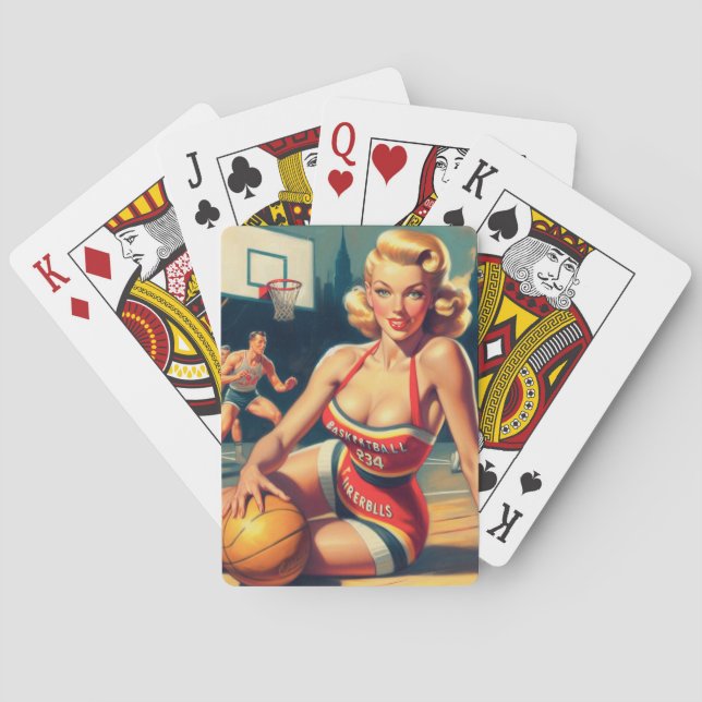 Vintage Basketball Girl Playing Cards (Back)