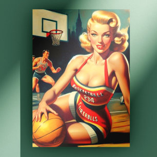 Vintage Basketball Girl Postcard