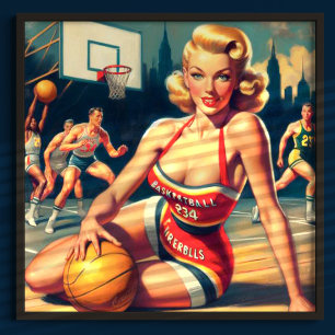 Vintage Basketball Girl Poster