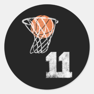 Vintage Basketball Jersey Number 11 Player Number Classic Round Sticker