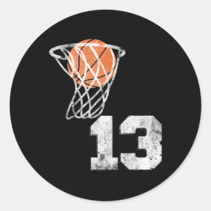 Vintage Basketball Jersey Number 13  Player Number Classic Round Sticker