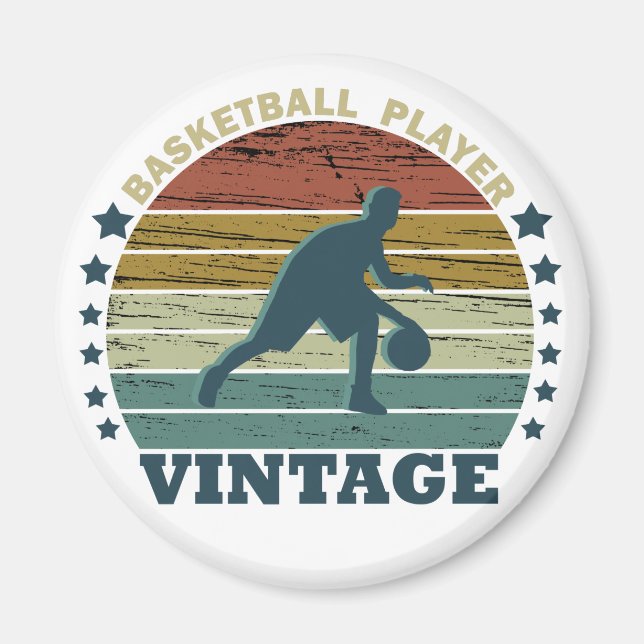Vintage basketball player magnet (Front)