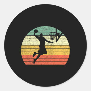 Vintage Basketball Silhouette Costume For Men And  Classic Round Sticker