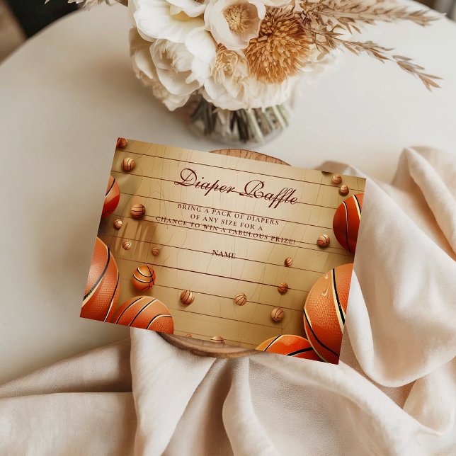 Vintage Basketball Sports Diapper Raffle Enclosure Card (Creator Uploaded)