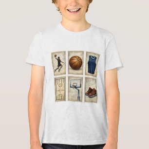 Vintage Basketball Stamps Sports Collection Tri-Blend Shirt