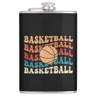 Vintage Basketball Typography Retro Sports Design Hip Flask