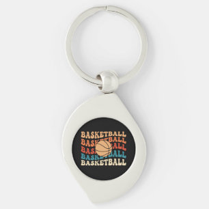Vintage Basketball Typography Retro Sports Design Key Ring
