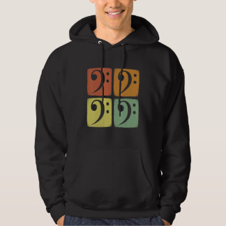 Vintage Bass Clef Retro Music Hoodie