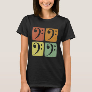 Vintage Bass Clef Retro Music T-Shirt