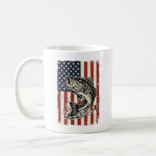 Vintage Bass Fishing American Flag Shirt Design_1 Coffee Mug