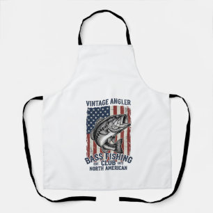 Vintage Bass Fishing American Flag Shirt Design (2 Apron