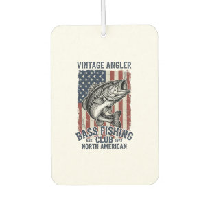 Vintage Bass Fishing American Flag Shirt Design (2 Car Air Freshener