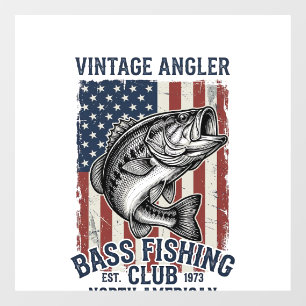 Vintage Bass Fishing American Flag Shirt Design (2 Window Cling