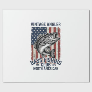 Vintage Bass Fishing American Flag Shirt Design (2 Wrapping Paper
