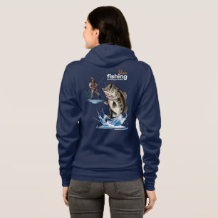 Vintage Bass Fishing Graphic Art [Dark mode] Hoodie