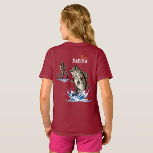 Vintage Bass Fishing Graphic Art Kids [Dark mode] T-Shirt